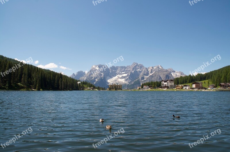 Lake Misurina Lake Dolomites Mountain Mountains