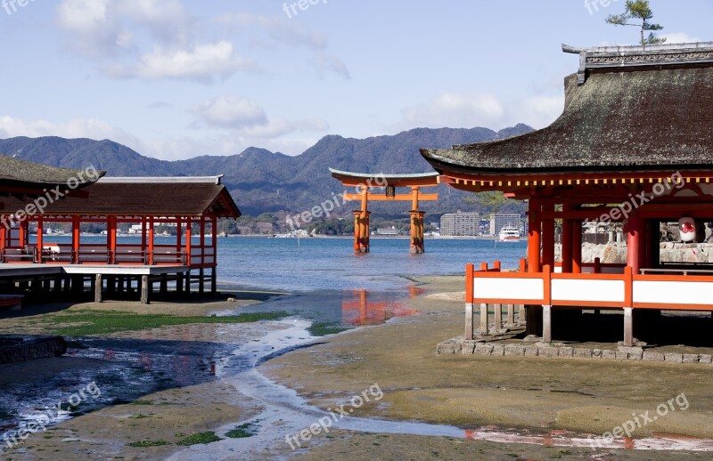 Japan Torii Sanctuary Temple Miyajima