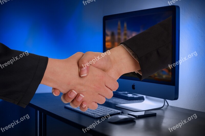 Handshake Hands Monitor Online Partner