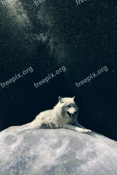 Wolf Dog Moon Animal Space