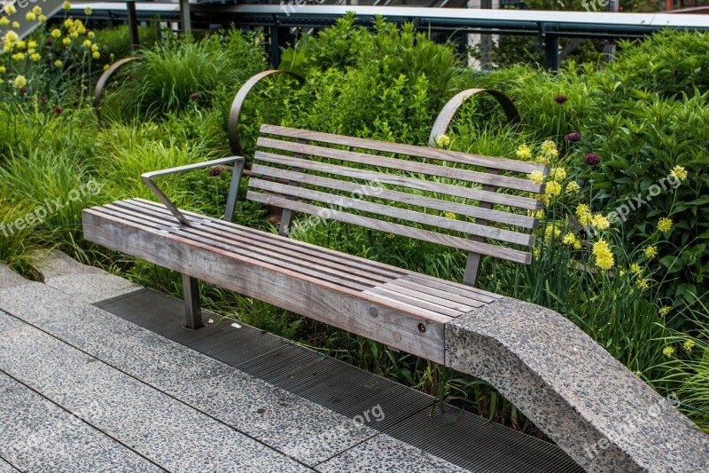 Park Bench Newyork Rest Bank Break