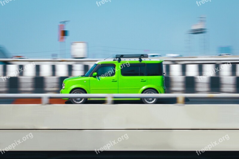 Speed Car Green Road Speed Transportation