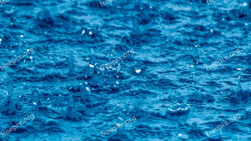 Rain The Water Surface Rough Blue Drop