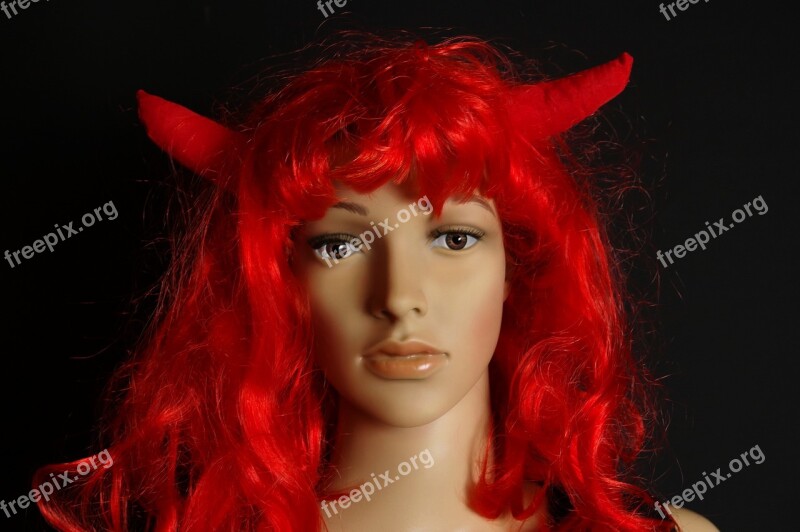 Carnival Dress Devil Horns Red Hair