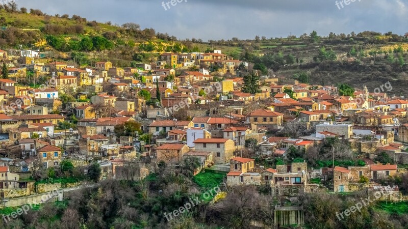 Cyprus Arsos Village Panorama Landscape