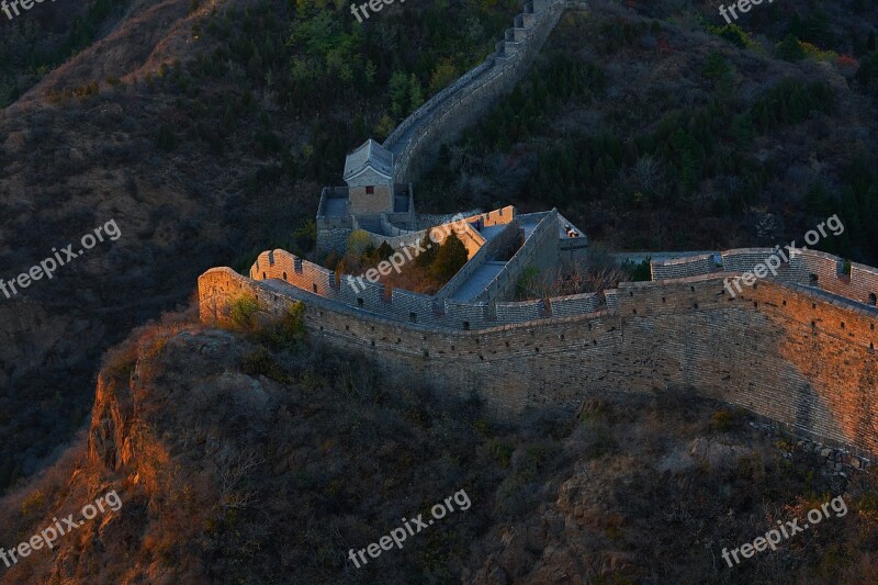 The Great Wall The Scenery Sunset Free Photos