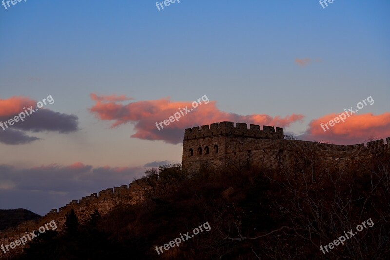 The Great Wall The Scenery Sunset Free Photos