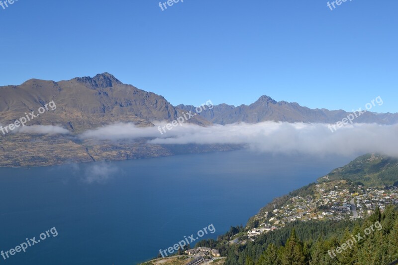 Queenstown New Zealand Lake Landscape Water