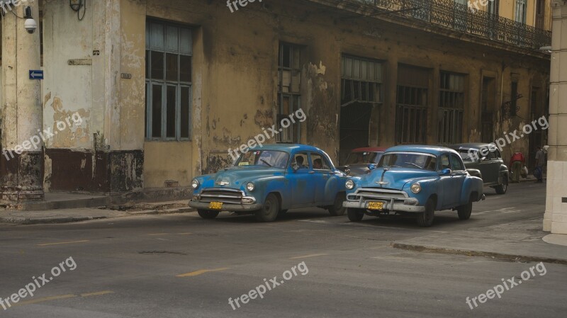 Cuba Havana Street Vehicle Blue