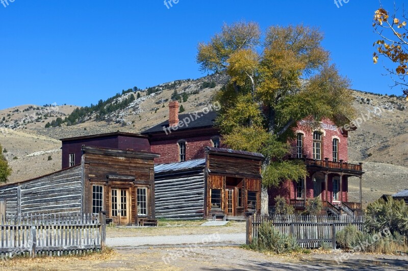 Downtown Bannack Buildings Hotel Meade Montana Usa Bannack