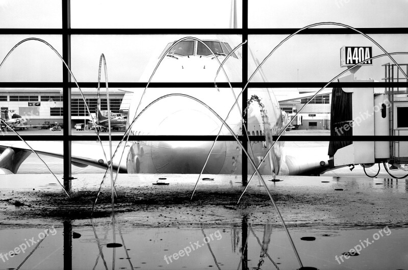 Aircraft Fountain Airport Water Terminal