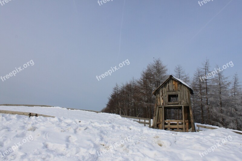 Hut Snow Winter Scenery Nature