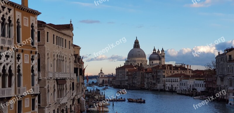 Venice Canale Grande Santa Maria Maggore Evening Sun View From Rialto Bridge