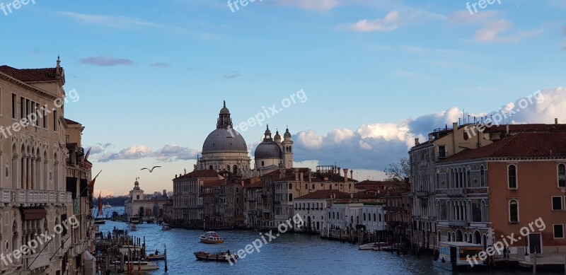 Venice Canale Grande Santa Maria Maggore Evening Sun View From Rialto Bridge