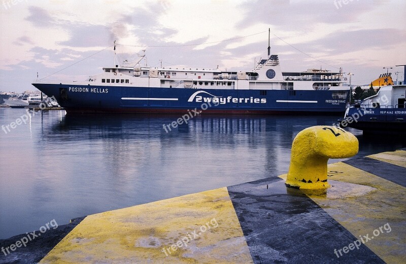 Ferry Ship Harbor Port Piraeus