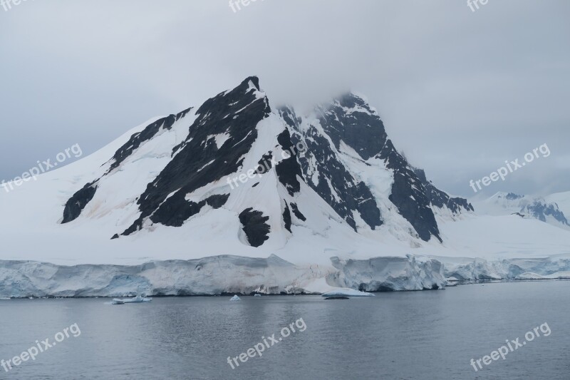 Antarctica Ice Snow Mountains Black