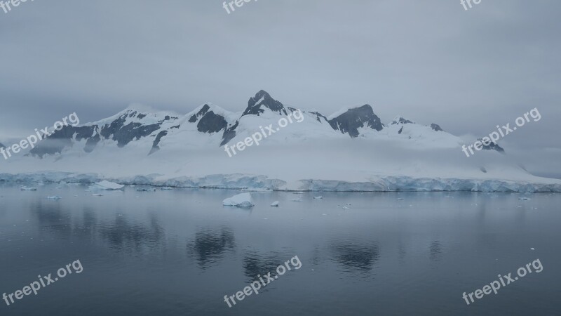 Antarctica Ice Snow Mountains Reflection