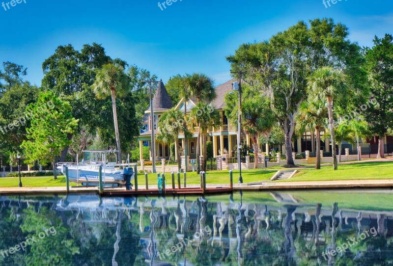 Home Victorian Waterfront Dock Boat