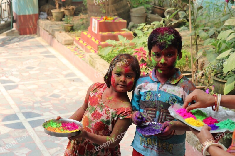 Holi Kids Festival Happy Boy