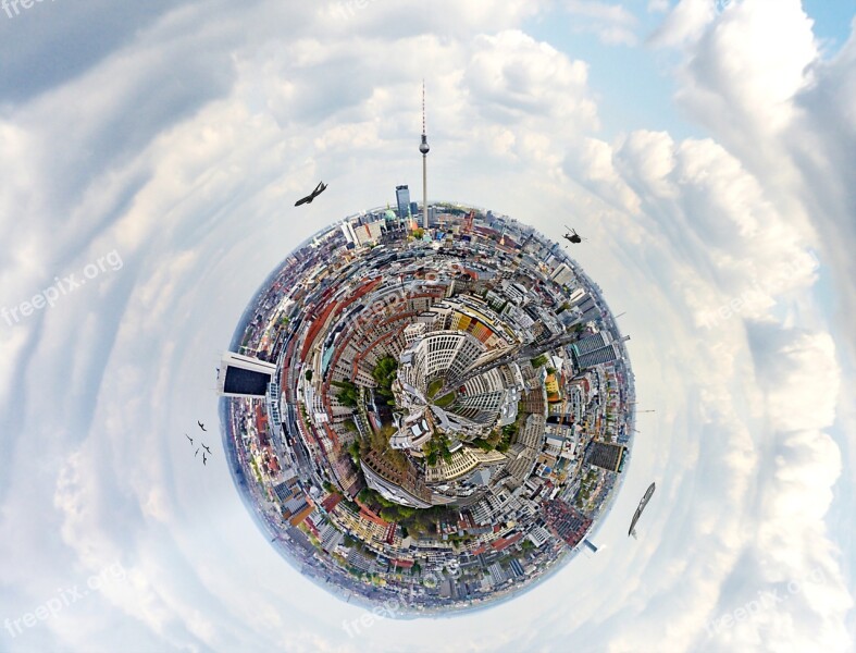 Berlin World Planet Tv Tower Clouds