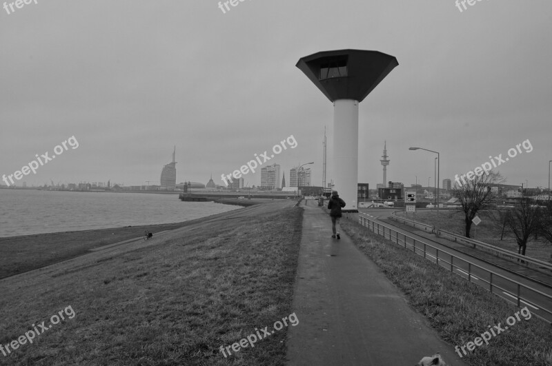 Dike River Away North Sea Lighthouse