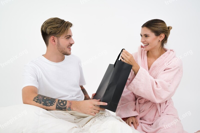 Young Couple Gift Birthday Woman Man