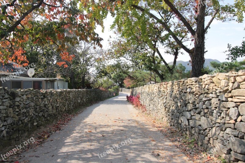 Country Road Stone Wall Free Photos