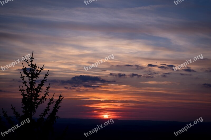 Sunset Sundown Evening Evening Sun Clouds