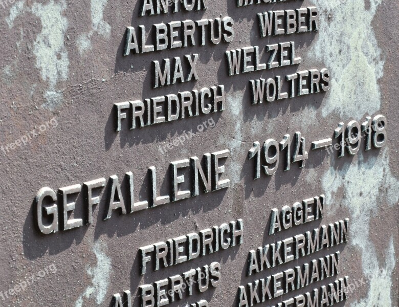 Fallen Memorial Plaque War Harmony Monument