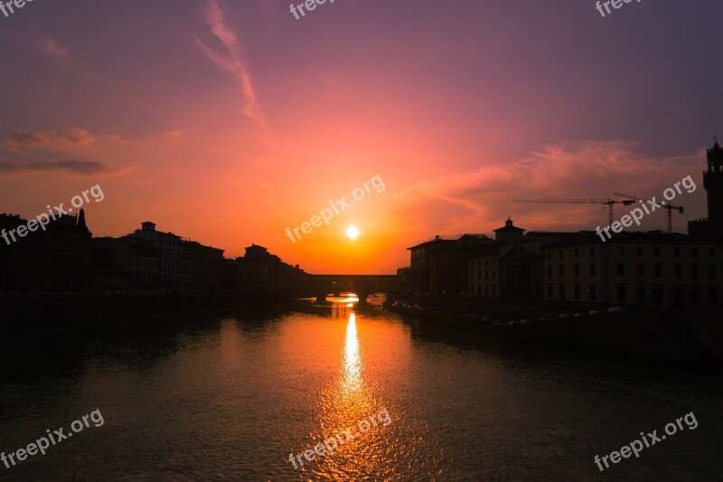 Florence Italy Firenze Sunset Nature