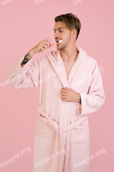 Morning Young Man Pink Male Lifestyle