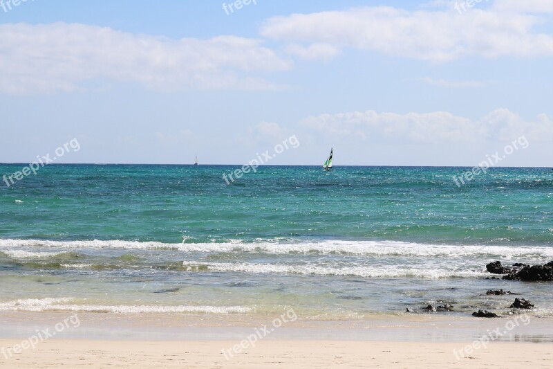 Sea Blue Sky Sun Fuerteventura Beach