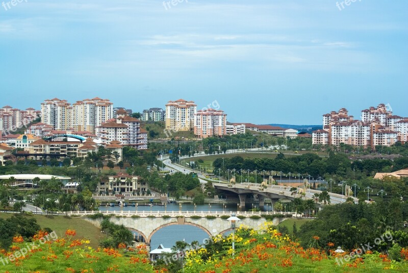 Malaysia Putrajaya Housing Bridge River