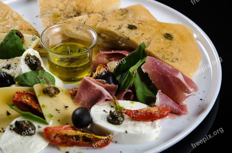 Foccacia With Olives Tasting Gourmet Food Black Olives Olive Oil