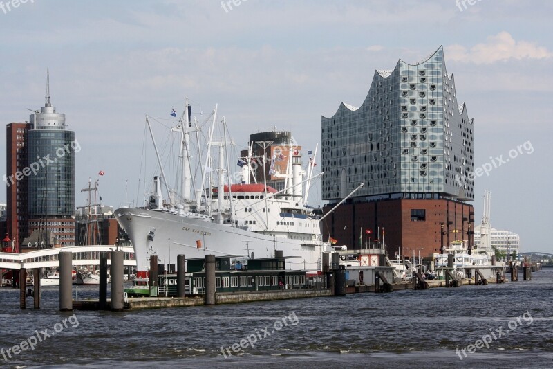 Hamburg Elbe Philharmonic Hall Cap San Diego Hanseatic City Of Hamburg Harbour Cruise