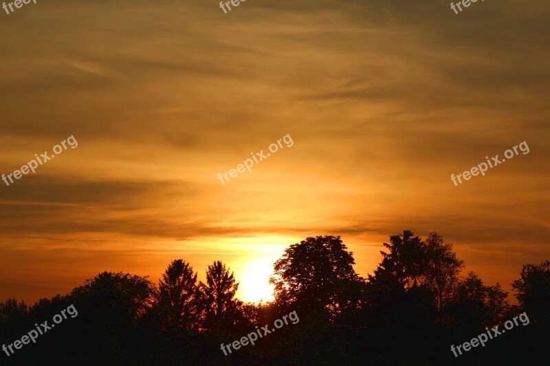 Sunset Darkness Mysterious Nature Clouds