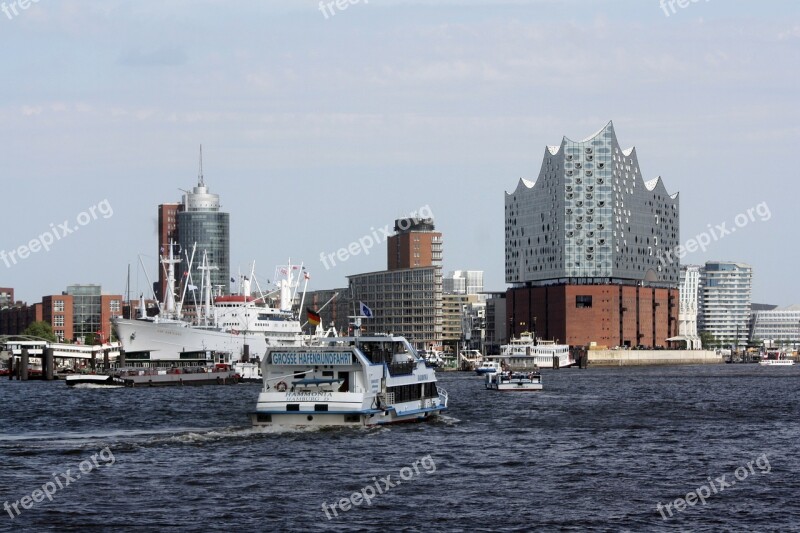 Port Motifs Harbour Cruise Hamburg Elbe Philharmonic Hall Hanseatic City Of Hamburg