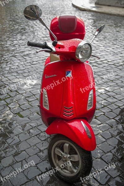 Vespa Scooter Motorcycle Red Vehicle