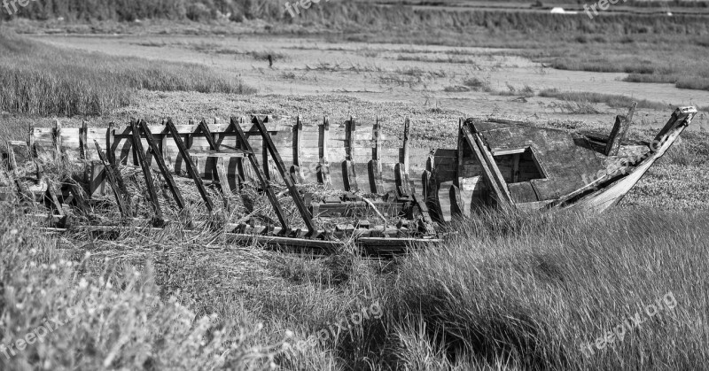 Old Boat Canoe Seascape Sea Free Photos