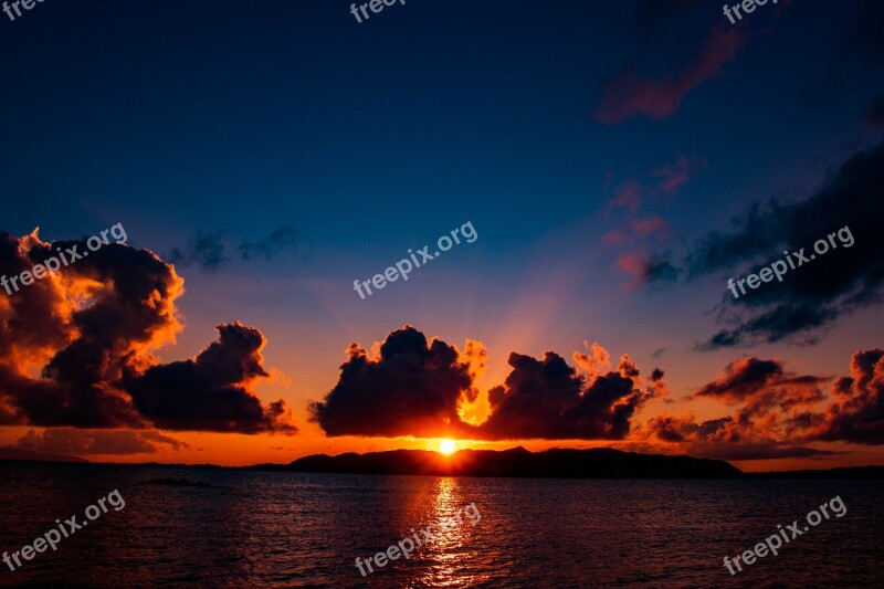 Sea Sunset Japan Sky At Dusk