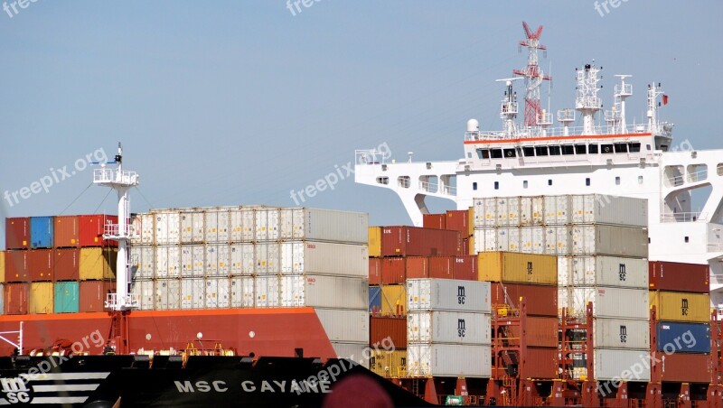 Container Ship Seafaring Transport Cargo Frachtschiff