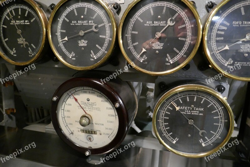 Submarine Gauge Dial Control Pressure