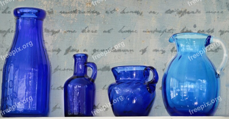 Glass Blue Reflection Texture Pitcher