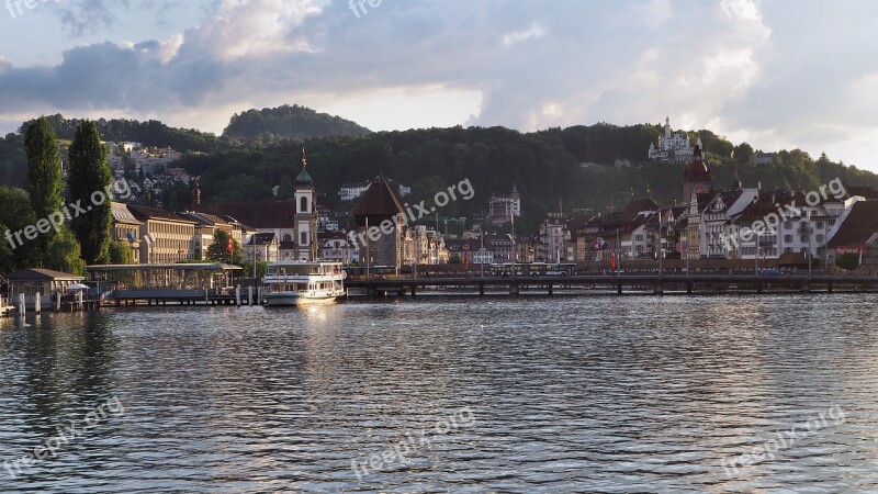 Lucerne Lake Lucerne Region Switzerland Water Tower Water