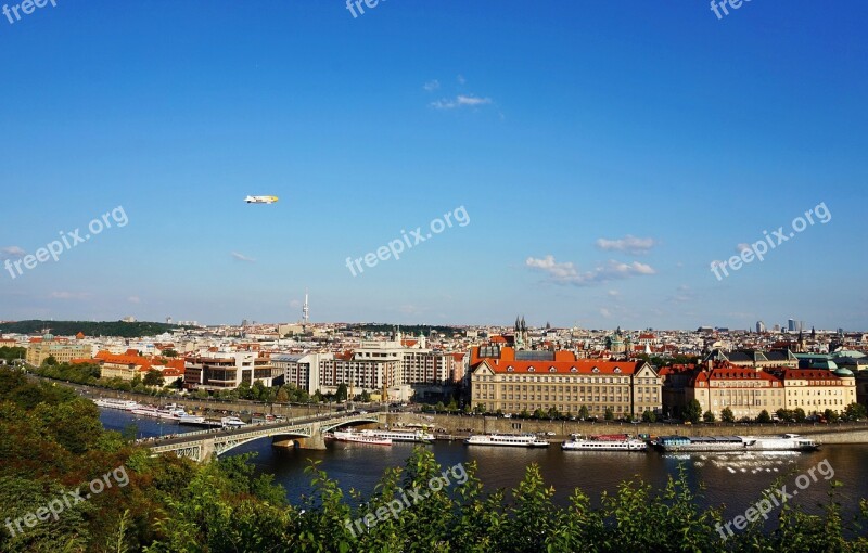 Airship Prague Czechia Zeppelin Cityscape