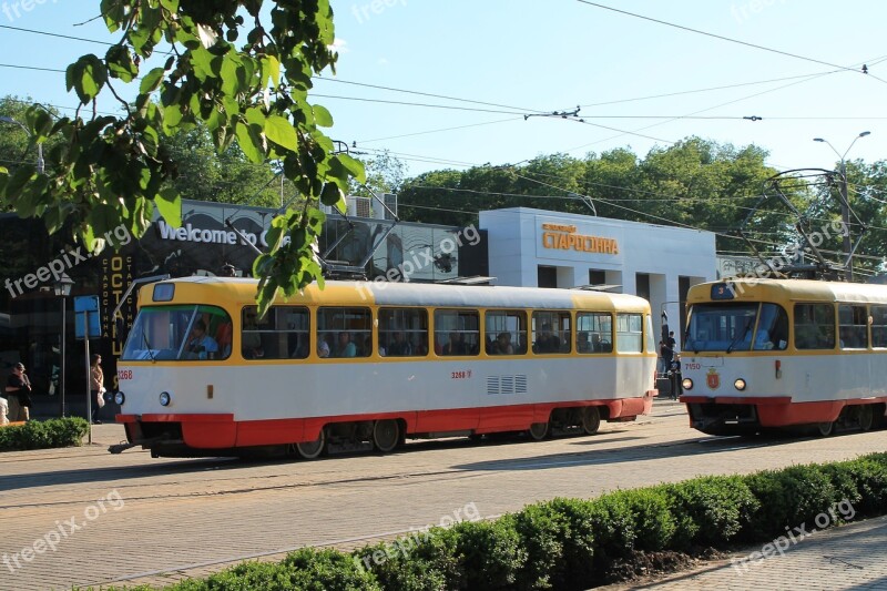 Tram Trams Ukraine Odessa Starosennaya Square