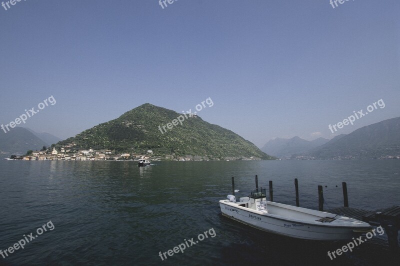 Boat Lake Island Blue Sky