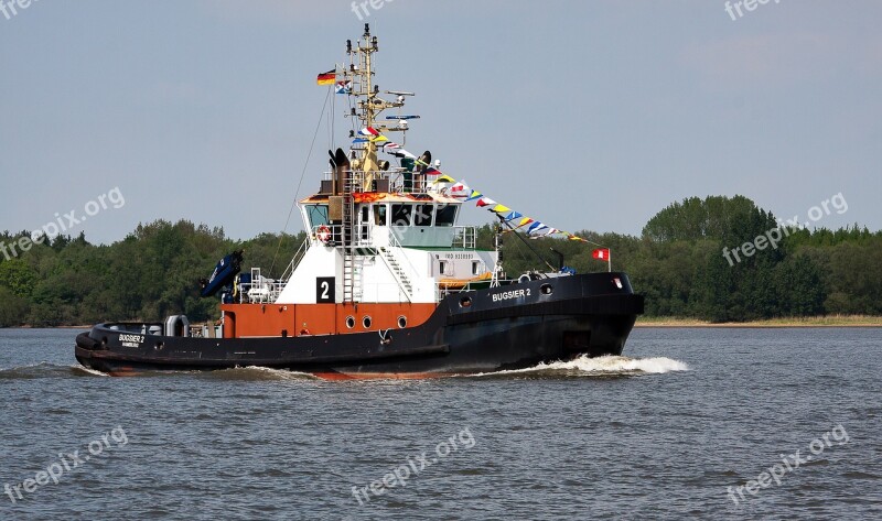 Tug Shipping Elbe Water Free Photos