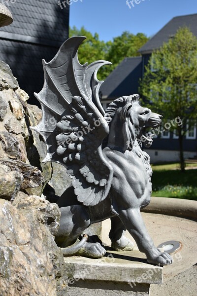 Large Width Brook Lion Fountain Statue Pegasus