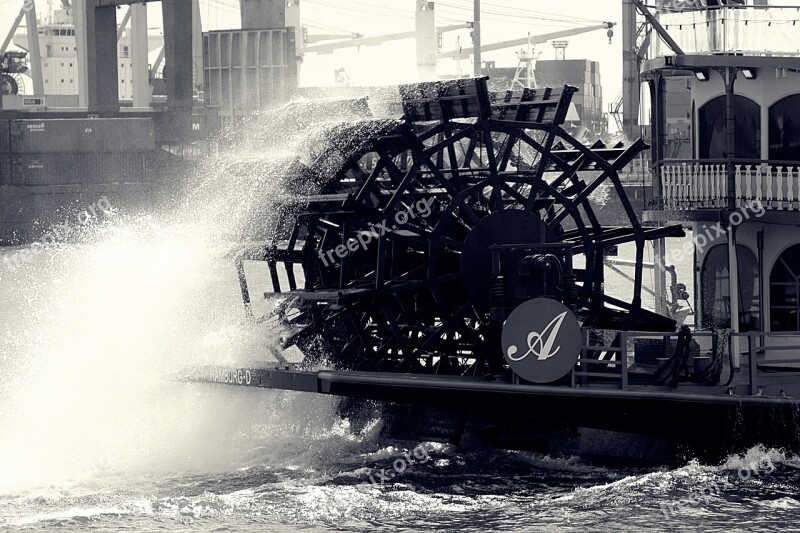 Paddle Wheel Port Motifs Harbour Cruise Hanseatic City Of Hamburg Hamburgensien